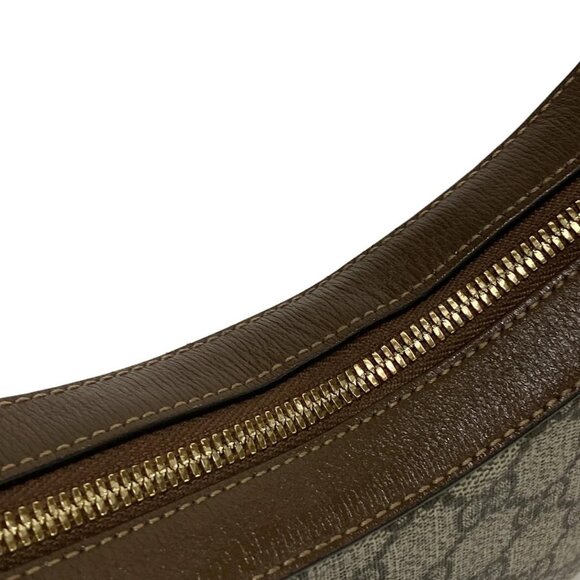 Auth GUCCI GG Half Moon Shape Mini Bag 726843 Beige Dark Brown PVC Leather - Picture 12 of 16